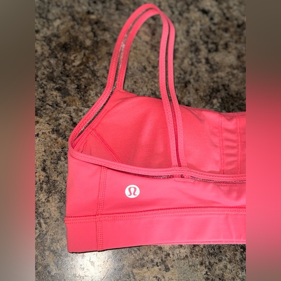 Lululemon Straight Up Bra in Pink Lemonade with Clear Sheer Straps - Size 6 - Picture 8 of 10